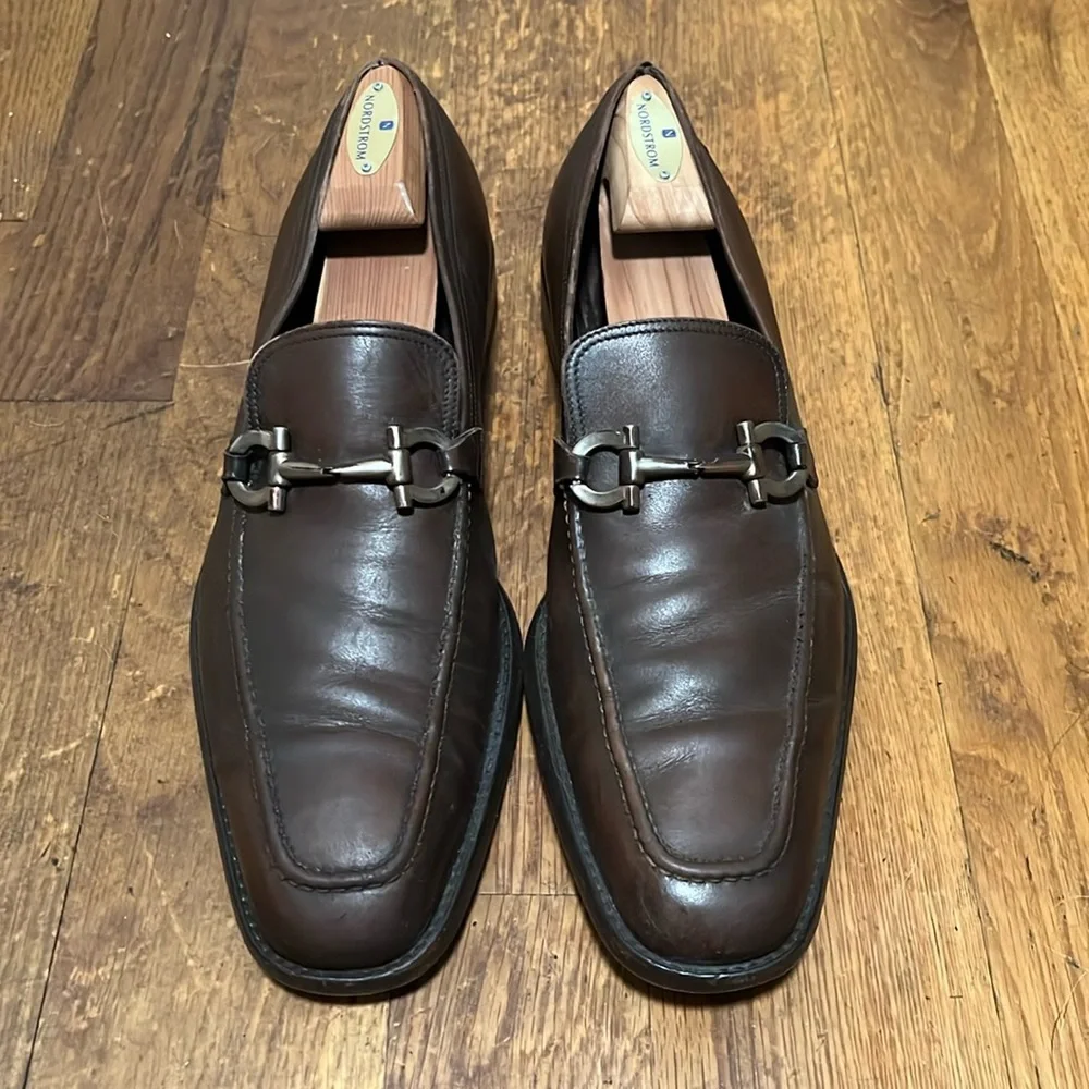 Salvatore Ferragamo Men's Brown Loafer Gancini Size 12